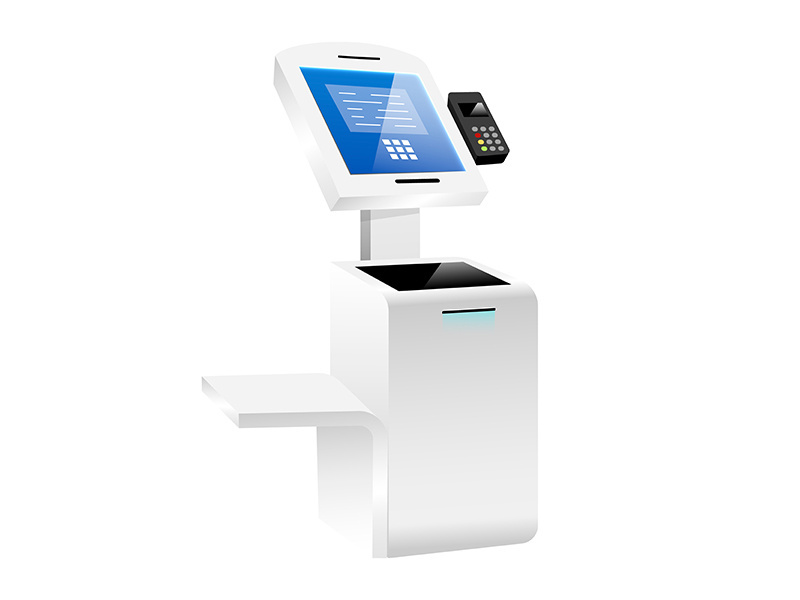 Innovative self order kiosk realistic vector illustration