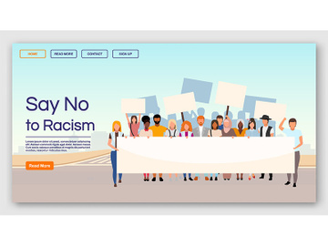 Say no to racism landing page vector template preview picture
