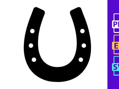 Black horseshoe symbol isolated on white background luck charm