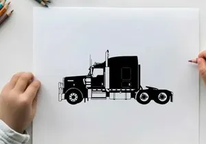Silhouette of a semi truck with sleeper cabin
