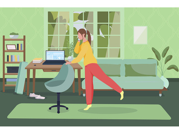 Home office flat color vector illustration preview picture