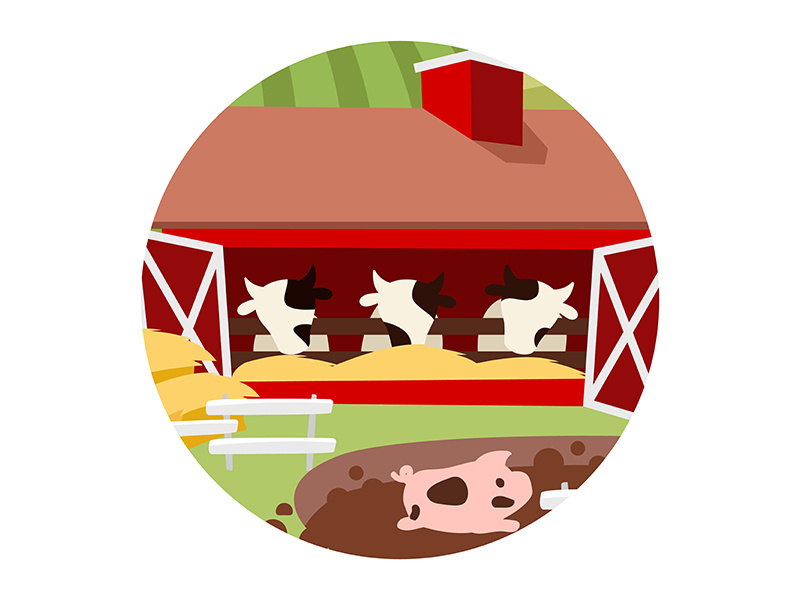 Ranch breeding flat concept icon