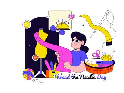 10 Thread the Needle Day Illustration