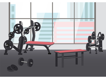Empty sports center flat color vector illustration preview picture
