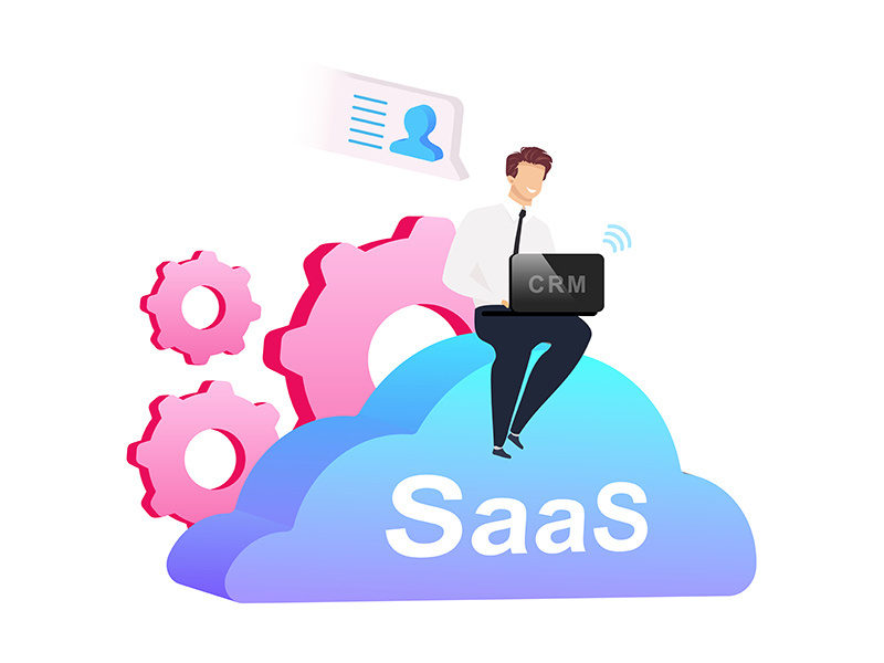 Cloud based CRM flat concept vector illustration