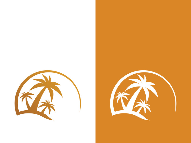 Palm tree summer logo template vector illustration