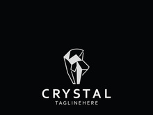 Crystal Gems Logo Design Template. Luxury Fashion Jewelry concept