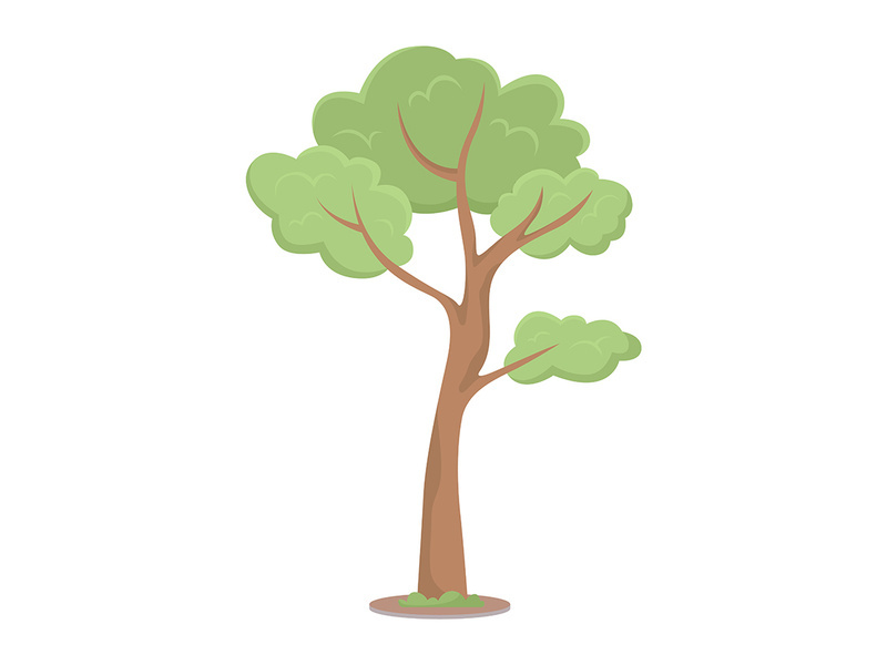 Young tree semi flat color vector object