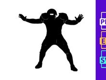 American football player in defensive stance