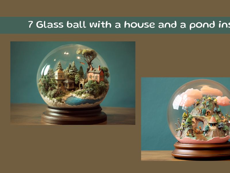 Glass ball with a house and a pond inside