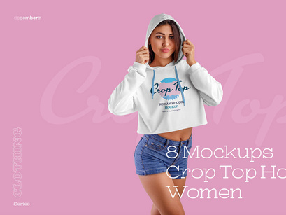 Women Crop Top Hoodie MockUp