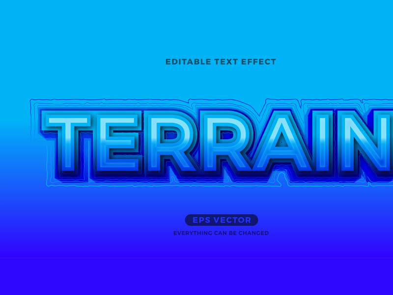 Terrain editable text effect vector template