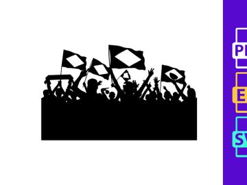 Brazilian flags waving in celebration with a crowd of people preview picture