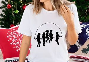 Family jumping joyfully with skipping rope silhouette outdoor