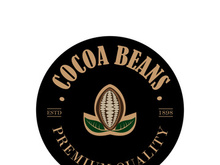 cocoa logo,cocoa bean,cocoa tree,cocoa branches and leaves,chocolate mix on white background,vintage,modern,simple,minimalist icon illustration template design vector