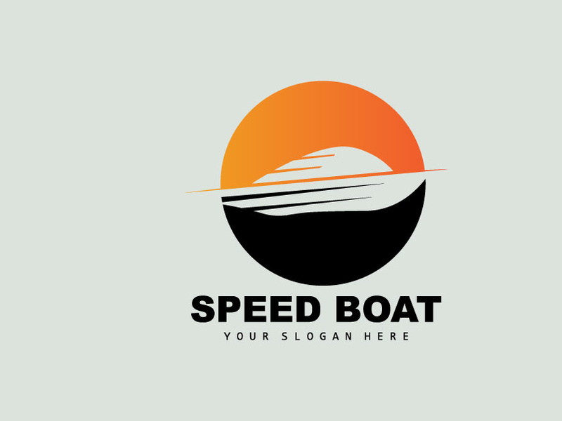 Speed Boat Logo, Fast Cargo Ship Vector, Sailboat, Design For Ship Manufacturing Company, Waterway Shipping, Marine Vehicles