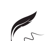 Feather quill design icon and logo illustration classic stationery