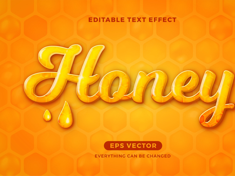 Honey editable text effect vector template