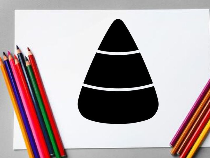 Stylized black and white candy corn icon for Halloween or autumn themes