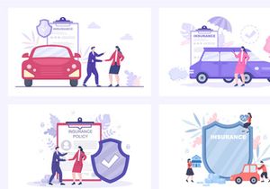 10 Car Insurance Flat Design Illustration