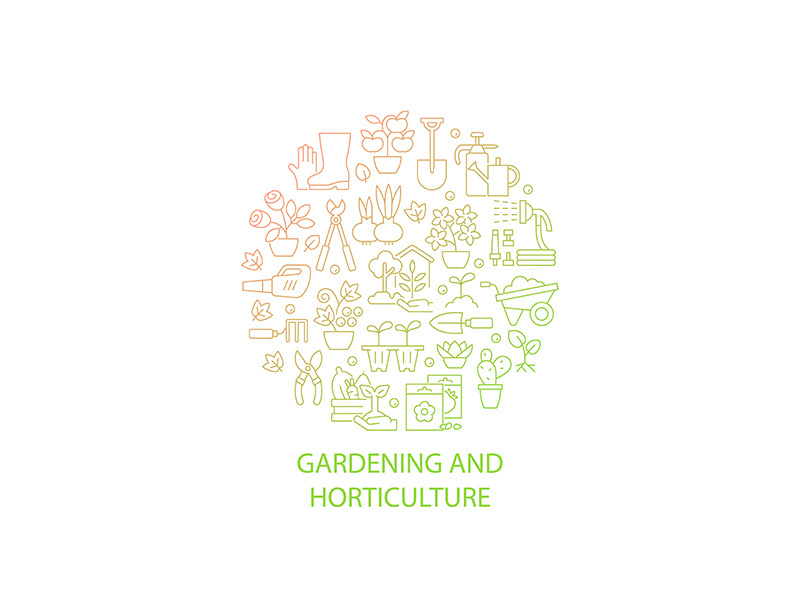 Gardening abstract gradient linear concept layout with headline