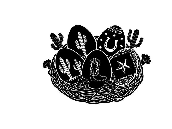 Western easter eggs in a basket silhouette