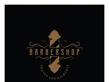 Barbershop logo vintage, retro, haircut, shaving, with scissors, shaving pole, comb, razor. for business, emblems, labels, barber shops, badges. preview picture