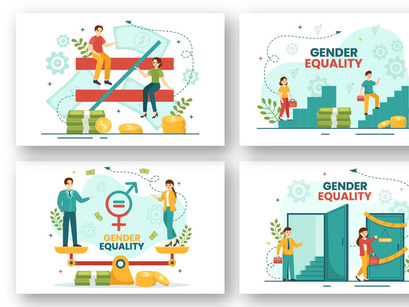 12 Gender Equality Vector Illustration