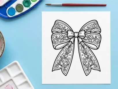 Hiasan pita Natal dekoratif dengan pola floral rumit untuk desain pembungkus hadiah hari raya