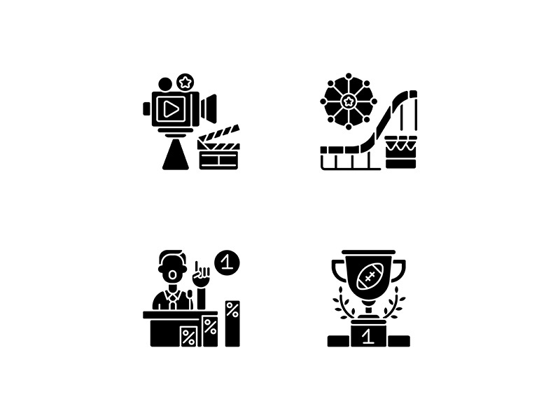 United States black glyph icons set on white space