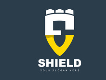 Shield Logo, Safe And Strong Security Vector, Design, Protection Simple Style, Template Brand Icon