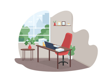 Working mother workplace 2D vector web banner, poster preview picture