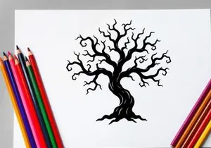 Black Leafless Tree Illustration for Halloween or Gothic Design