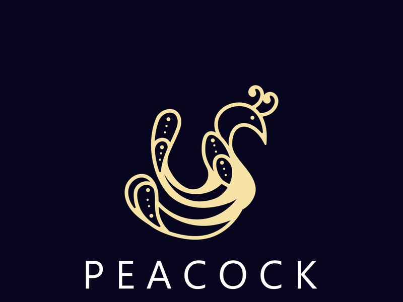 Peacock logo line art elegant concept icon design template flat vector illustration
