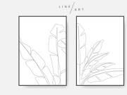 Banana leaves line art