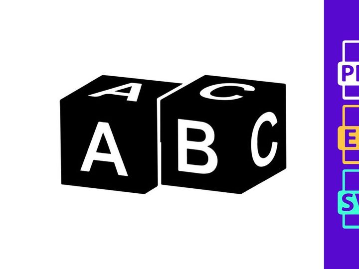 Two ABC Alphabet Blocks Early Childhood Education Vector Icon