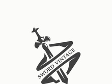 Sword vintage logo design. illustration sword element, can be used as logotype, icon, template coat of arms concept