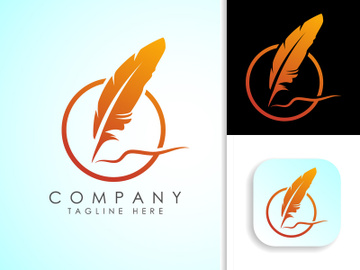 Feather logo design vector template. Feather logo for a writer or publishers. preview picture
