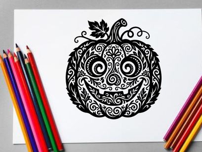 Intricate Halloween Pumpkin Tattoo Design for Body Art and Decor
