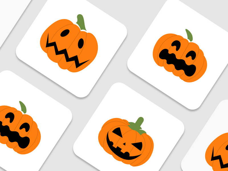 Orange pumpkin set vector for Halloween season.