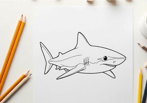 Shark swimming underwater flat design vector illustration