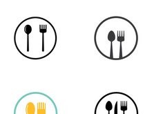 Creative spoon and fork logo.