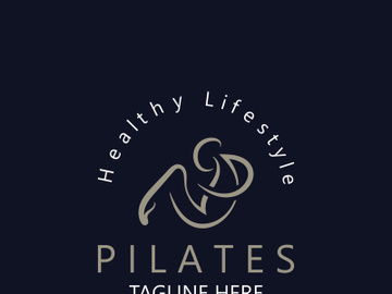 Abstract Pilates Logo, Yoga identity body balance vector monoline Design Template. wellness lifestyle preview picture