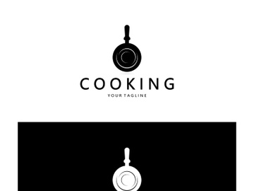 frying pan and spatula logo, kitchen cooking equipment, for business, company, restaurant preview picture