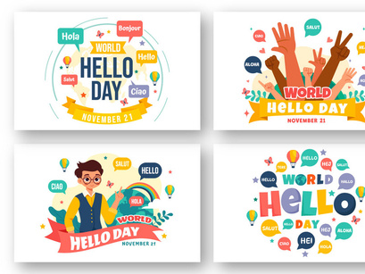 12 World Hello Day Illustration