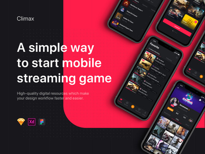 Climax - Live Game Streaming UI Kit for Sketch