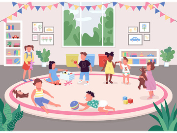 Kindergarten room flat color vector illustration preview picture