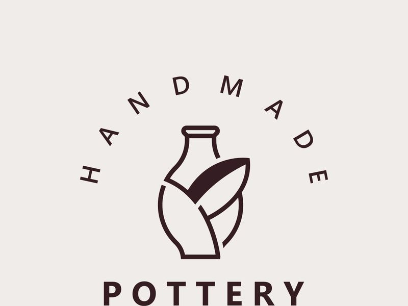 Pottery logo design handmade, creative traditional mug craft concept inspiration nature workshop