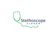 Stethoscope Logo, Simple Line Model Health Care Logo Design