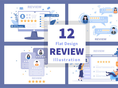 12 Review Customer Giving Star Illustration